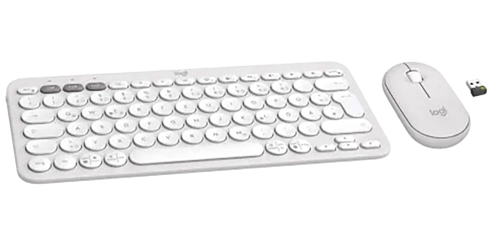 LOGITECH Pebble 2 Combo kabelloses Tastatur-Maus-Set, QWERTZ, Weiß