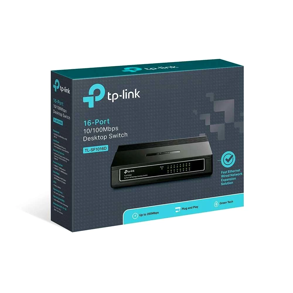 tp-link TL-SF1016D Fast Ethernet (10/100) Schwarz Netzwerk-Switch
