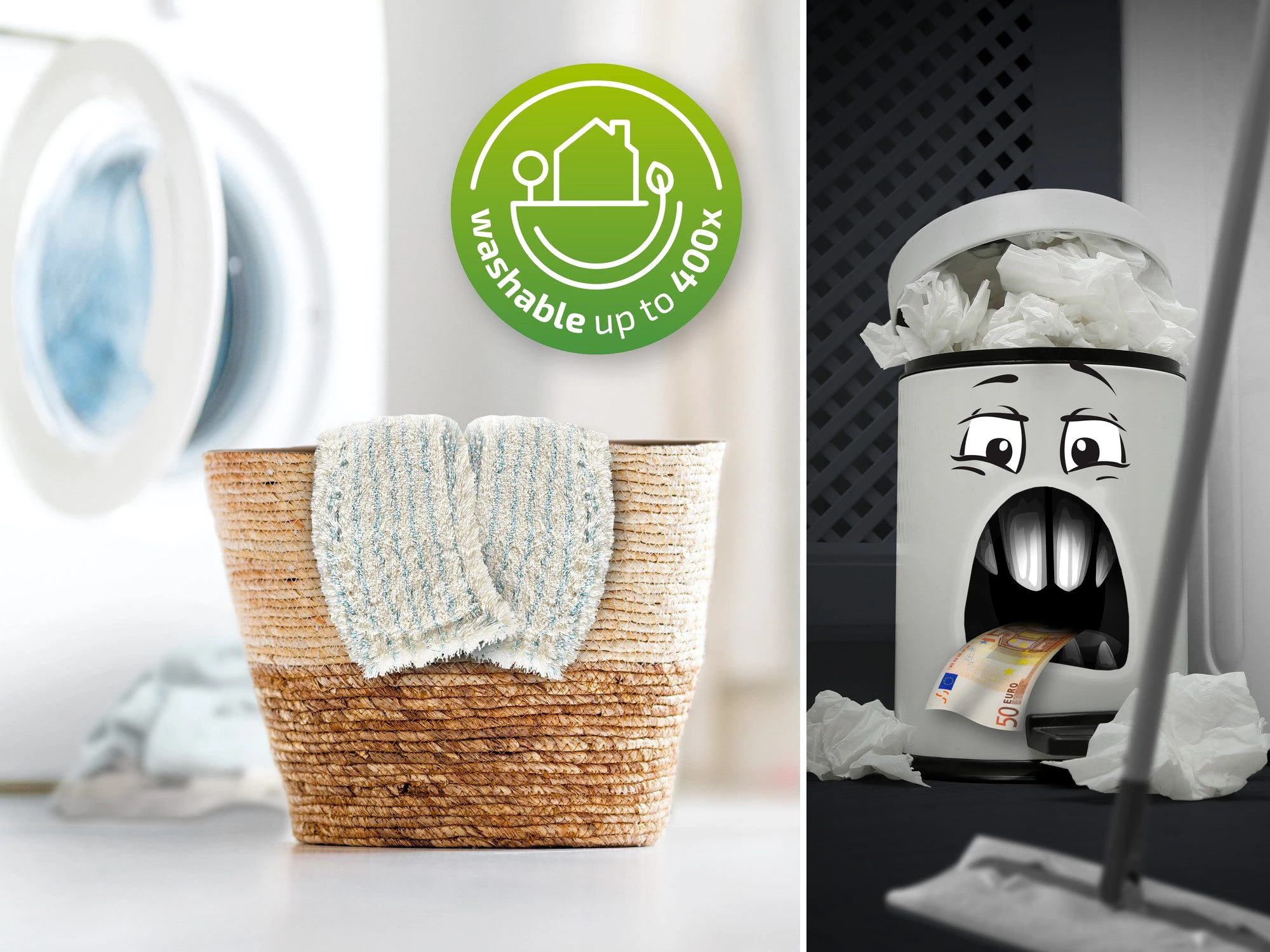 Leifheit Bodenwischer-Set Bodenwischer Profi XL cotton plus mit Stahlstiel, , Waschbar bei 60°C