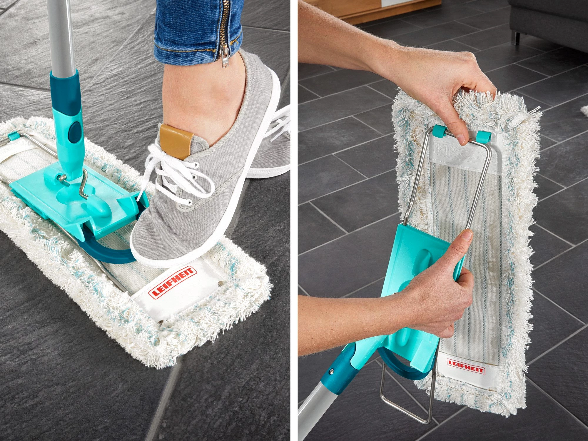 Leifheit Bodenwischer-Set Bodenwischer Profi XL cotton plus mit Stahlstiel, , Waschbar bei 60°C