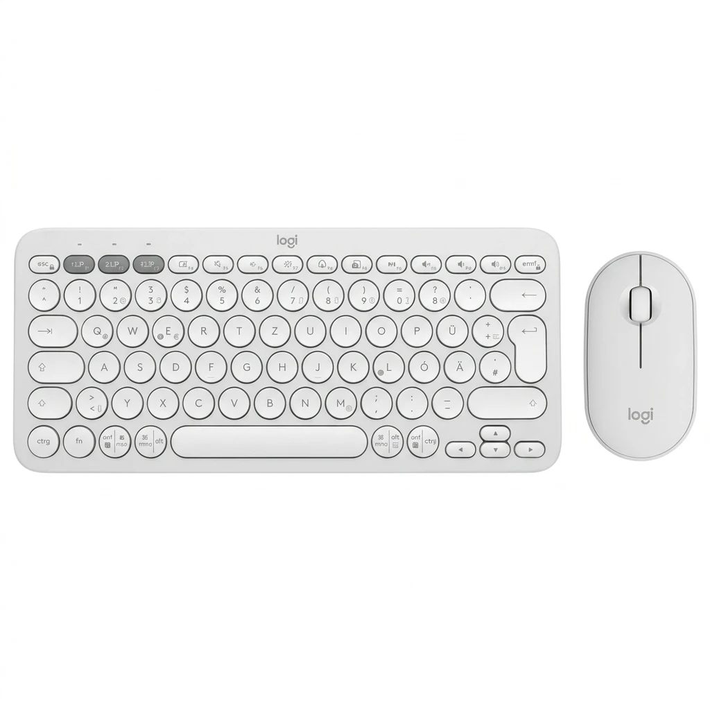 LOGITECH Pebble 2 Combo kabelloses Tastatur-Maus-Set, QWERTZ, Weiß